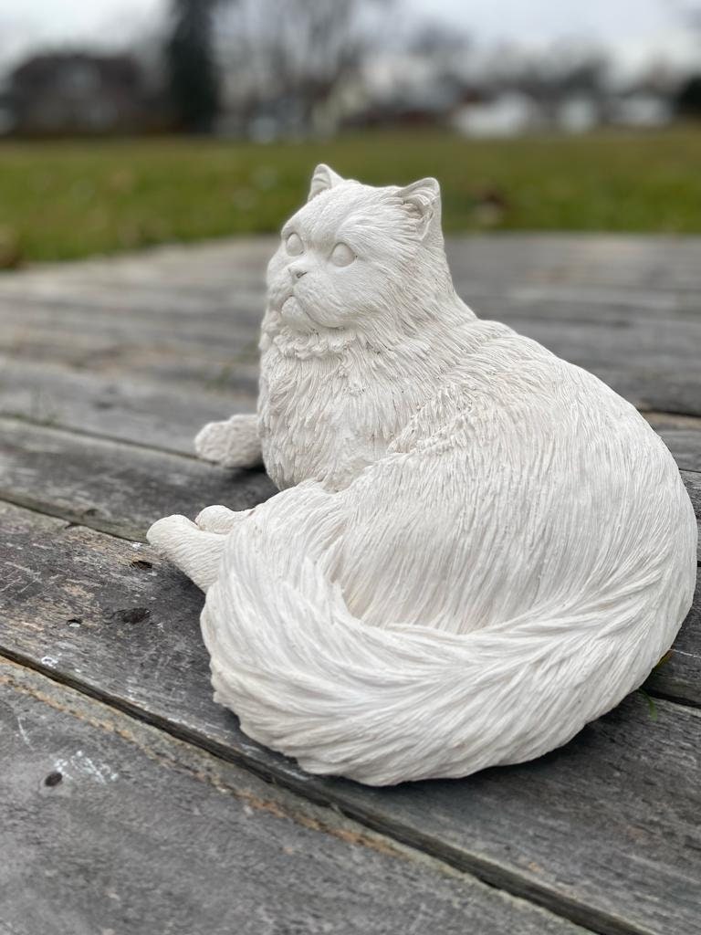 Handmade Concrete Persian Cat Statue, Stone Finish photo 5