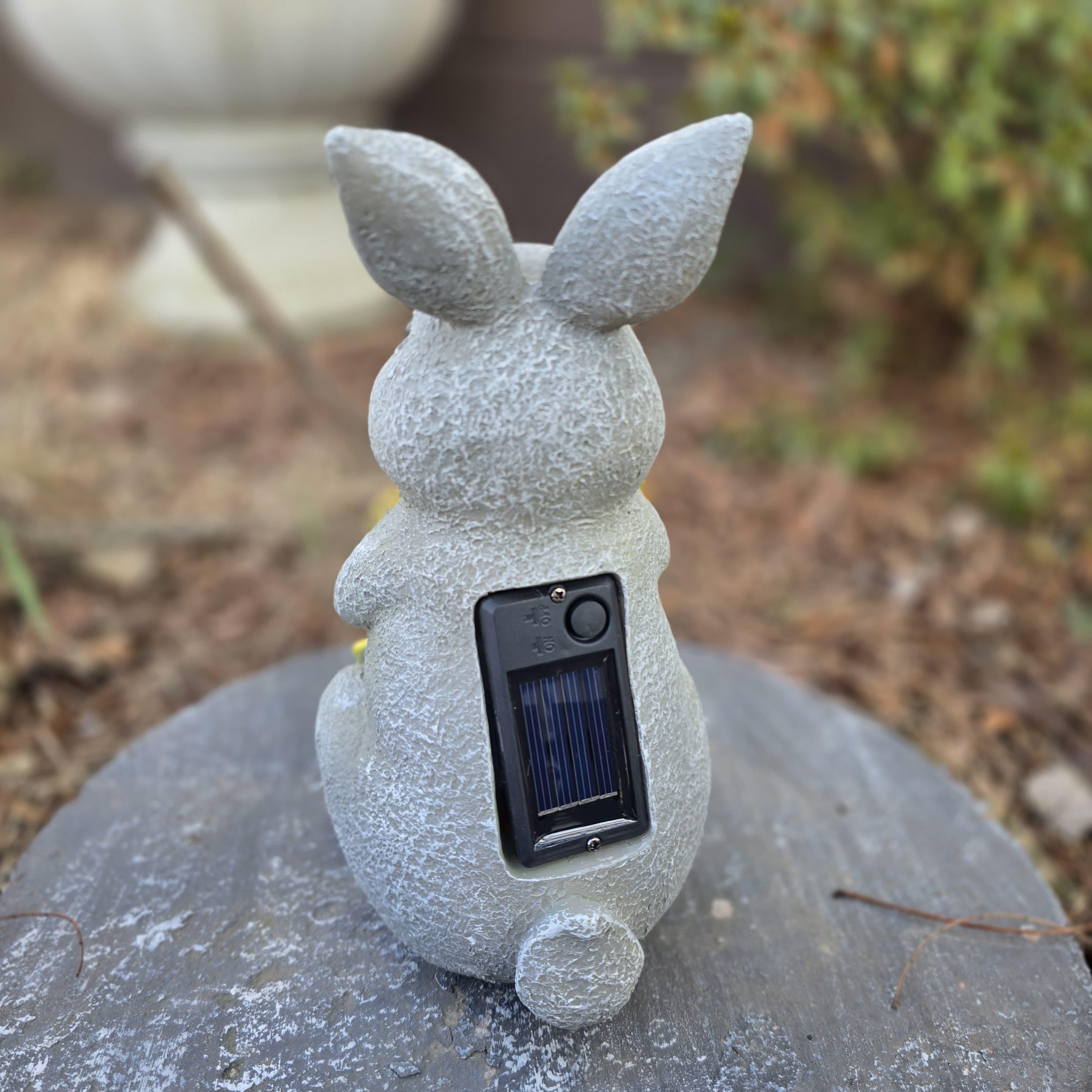 Solar Bunny Garden Statue – Resin Rabbit with Succulents & LED Lights photo 4