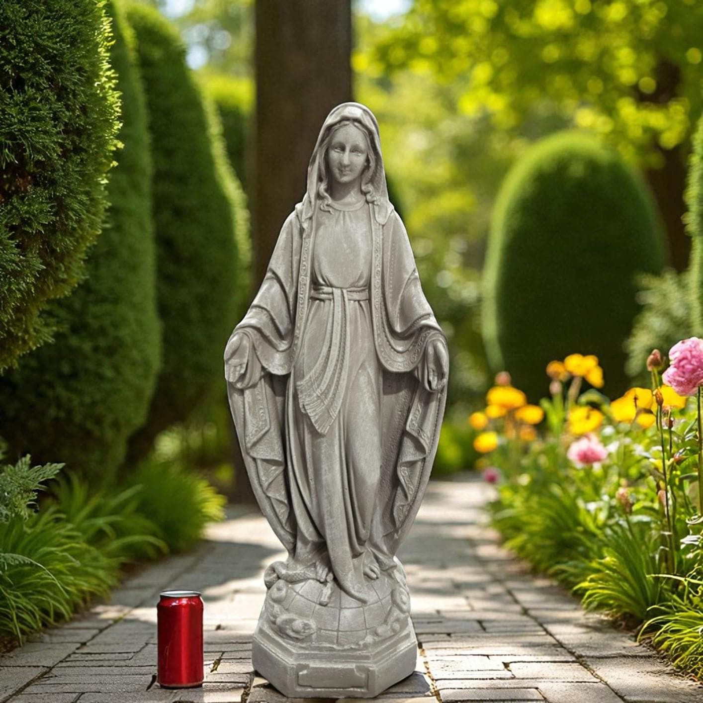 Large 33" Concrete Virgin Mary Statue, Outdoor Statues finest stone finish home decor, Christmas gift, Mother's Day gift, all occasions gift photo 3