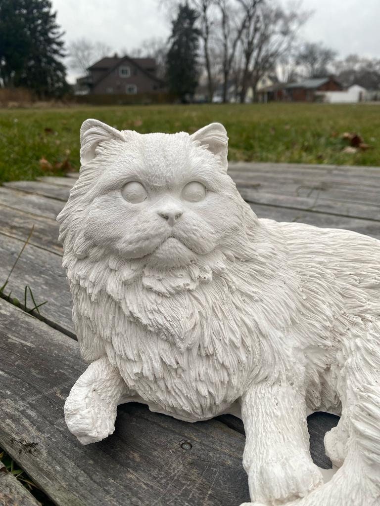 Handmade Concrete Persian Cat Statue, Stone Finish photo 7