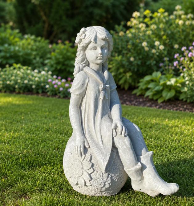 21" Concrete Fairy Statue, Outdoor Garden Decor, magical sculptures