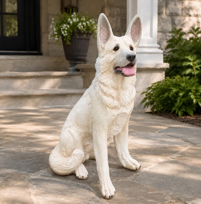 Handmade Concrete German Shepherd Statue: Custom Painted Outdoor Decor photo 3
