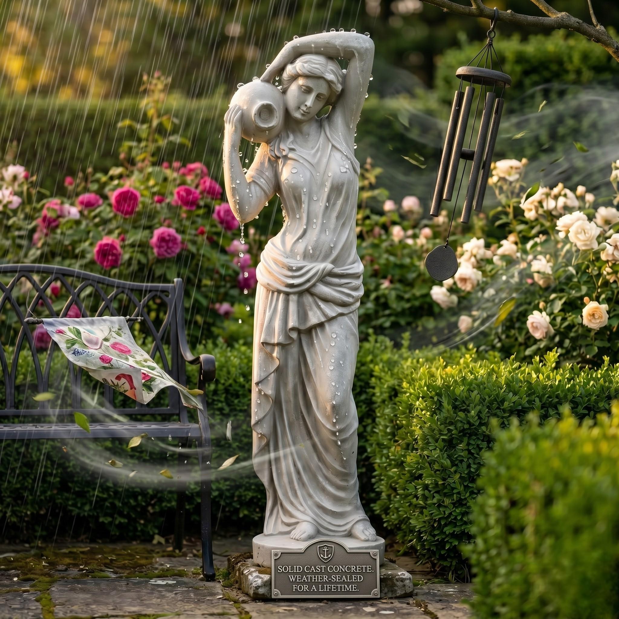 32" Dione Greek Goddess Statue – Large Solid Concrete Garden Sculpture, Classical Outdoor Statue, Estate & Courtyard Decor