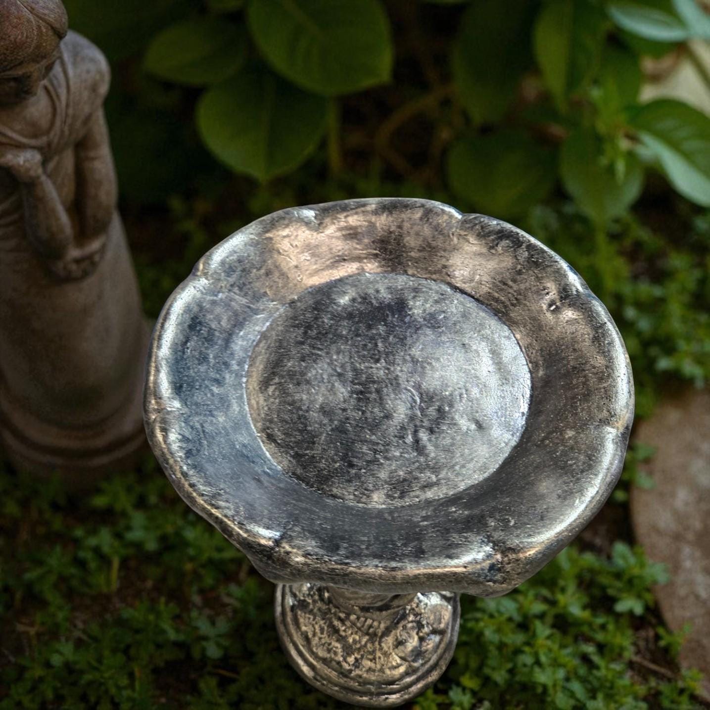 Handcrafted Concrete Boy Holding Birdbath Statue, Outdoor Garden Decor photo 8