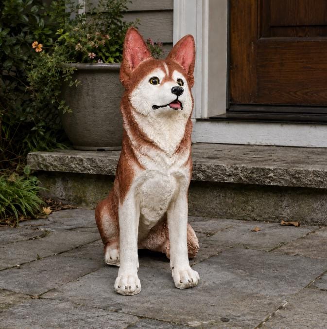 28-Inch Hand-Painted Concrete Siberian Husky Statue, Outdoor Garden and Porch Decor photo 3