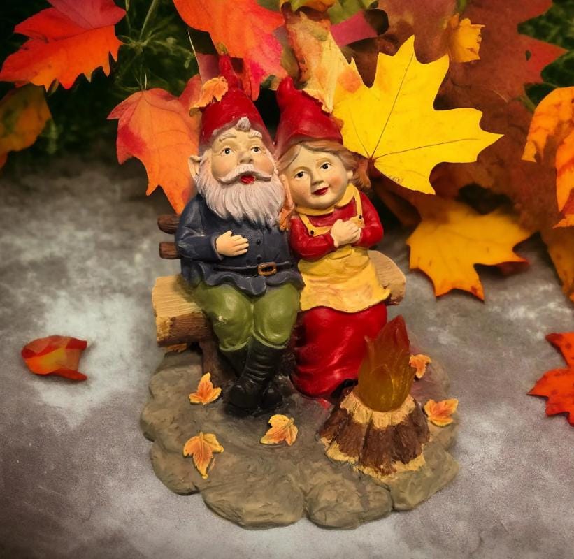 Camping Couple Gnomes - Solar Lantern Garden Statue, Fall Decor photo 9