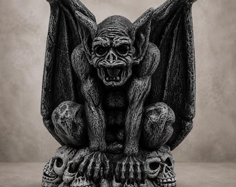 20-inch Hand-Painted Concrete Gargoyle Statue, Gothic Garden Guardian Sculpture