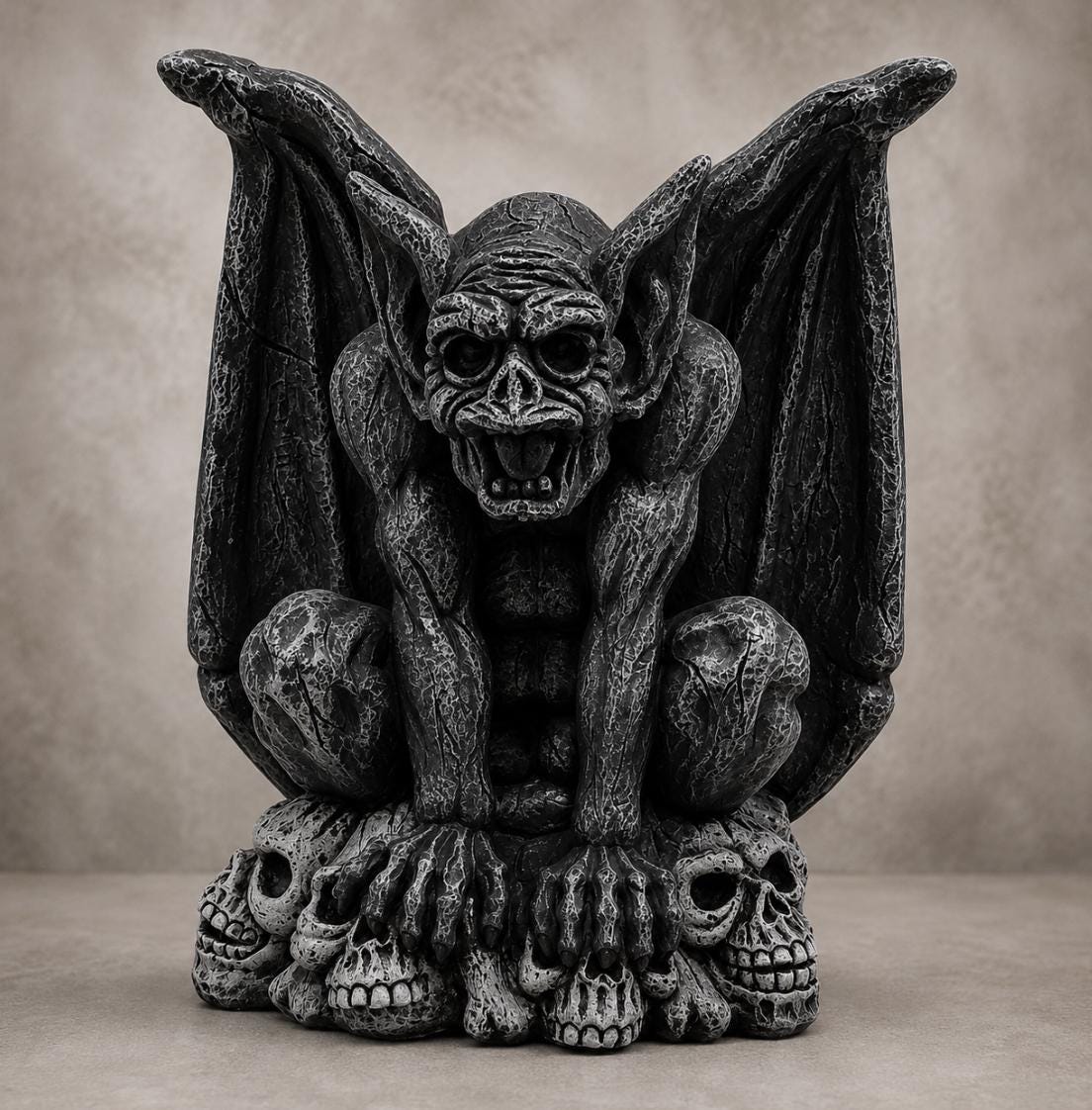 20-inch Hand-Painted Concrete Gargoyle Statue, Gothic Garden Guardian Sculpture