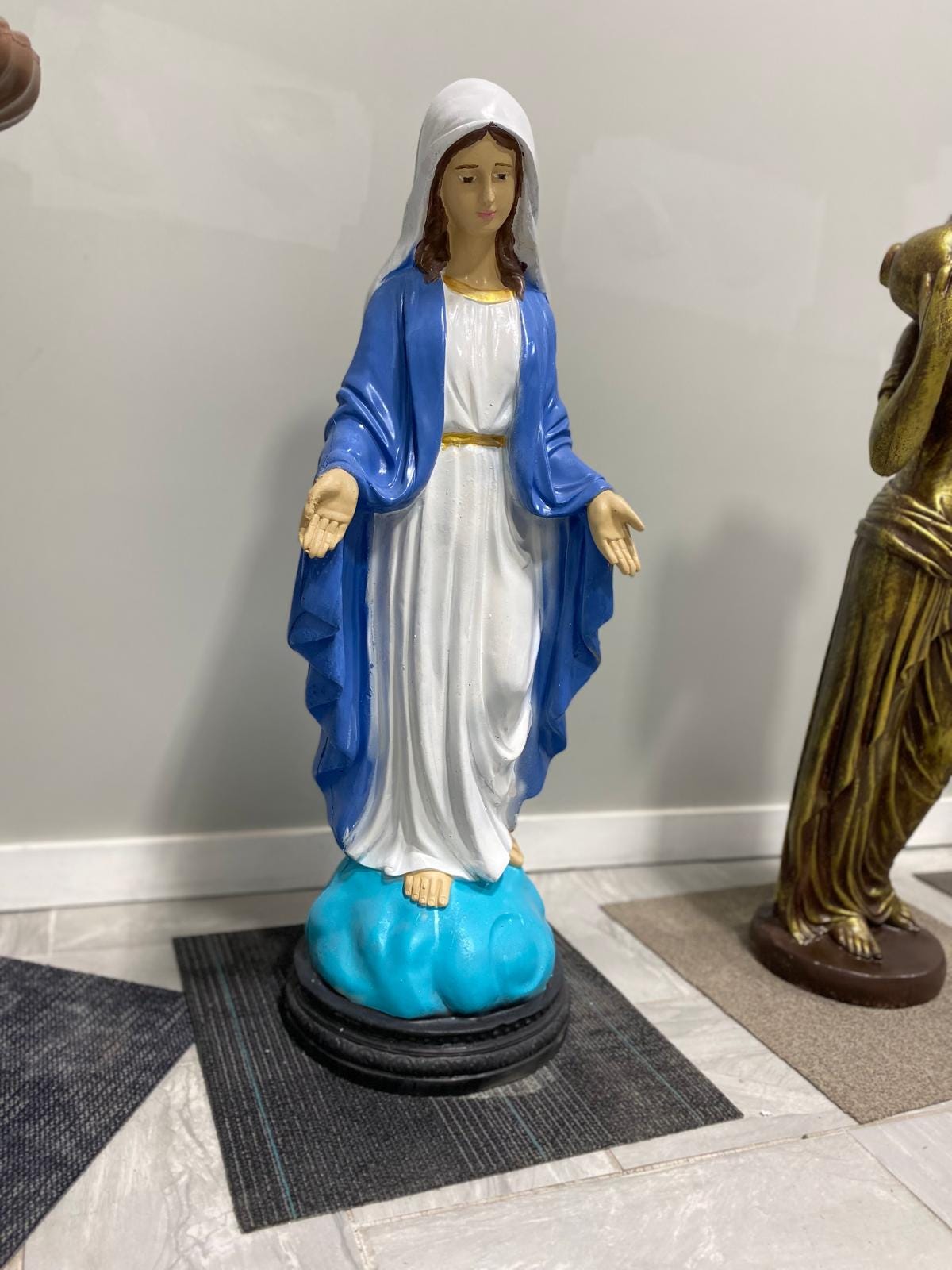 Handmade 4ft Virgin Mary Concrete Statue, Painted Outdoor Decor photo 6