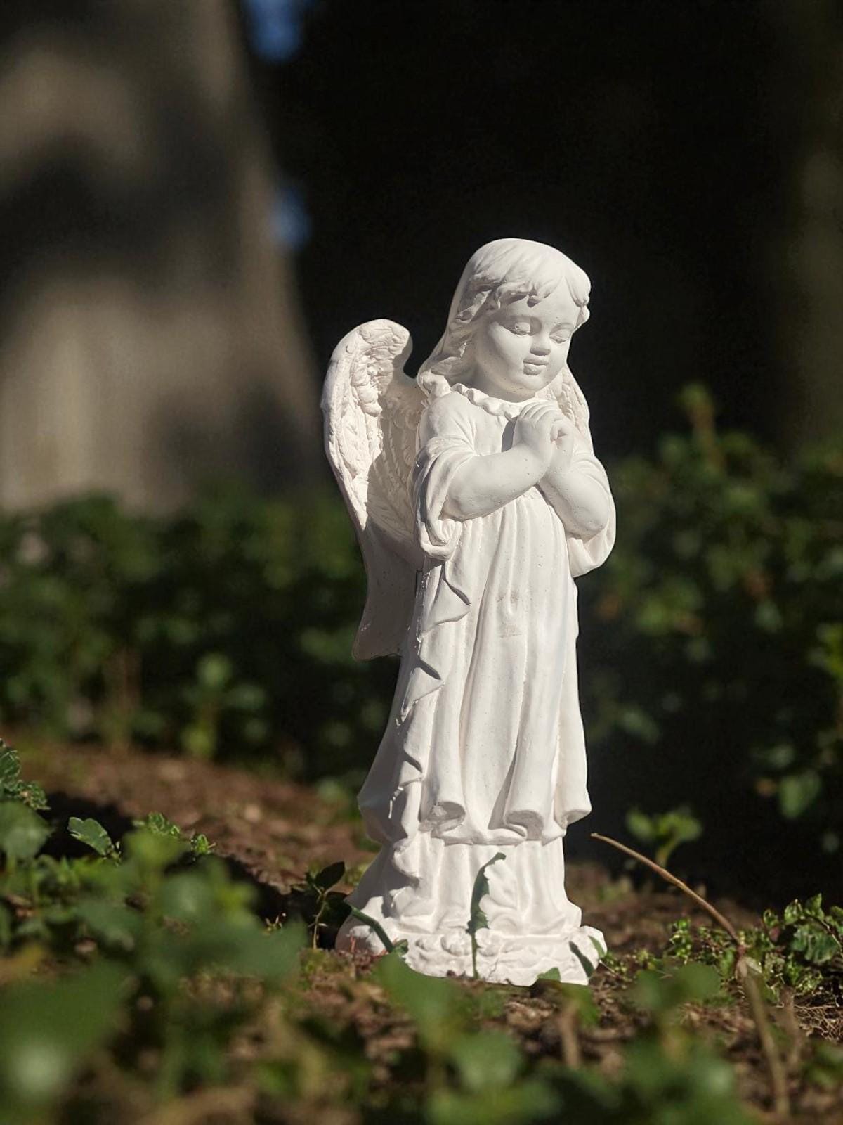 26" Praying Angel Statue, Hand-Painted Concrete, Garden Home Decor photo 2