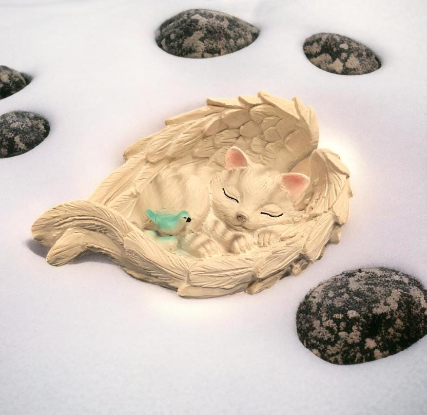 9" Memorial Cat Statue – Weatherproof Resin Sleeping Cat Tribute for Garden & Home Decor photo 3