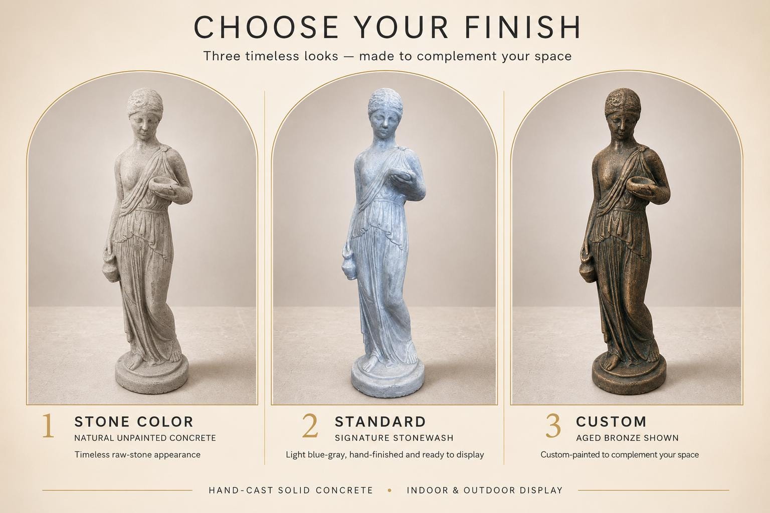 Hebe Inspired Concrete Garden Statue, Greek Goddess Maiden Outdoor Sculpture, Classical Roman Yard Decor photo 7