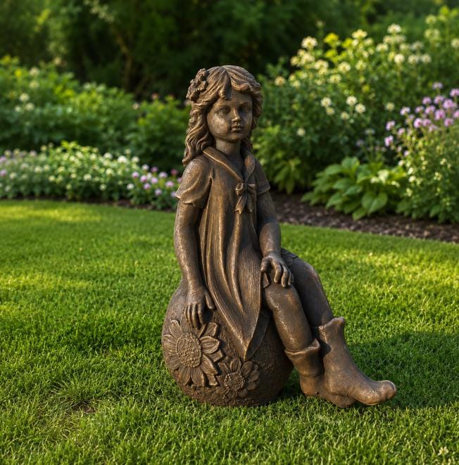21" Concrete Fairy Statue, Outdoor Garden Decor, magical sculptures photo 3
