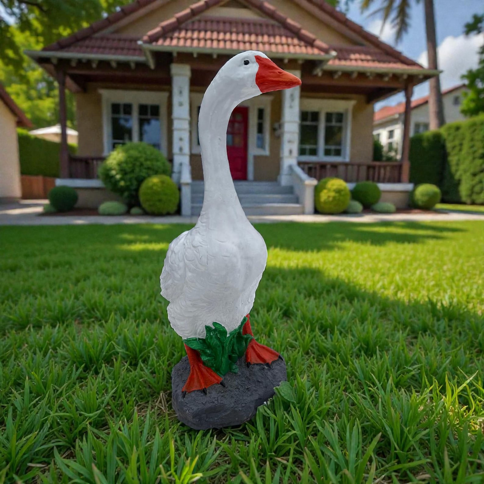 MASSIVE 20" Cement porch Goose Statue - Painted