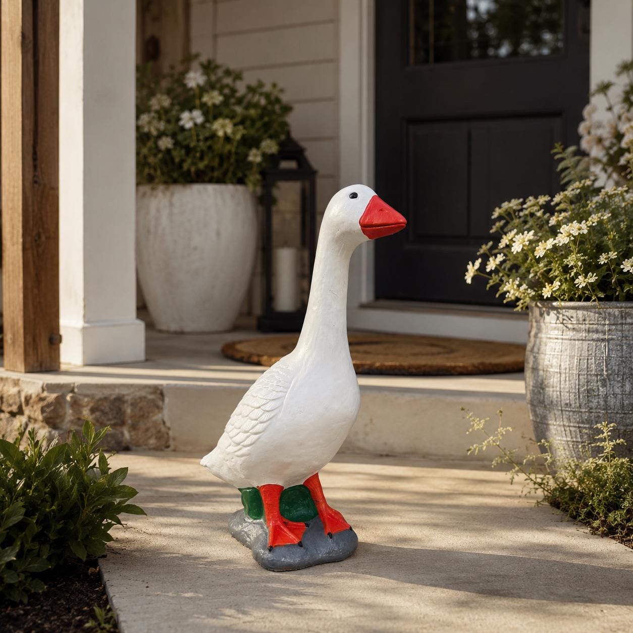 MASSIVE 28" Concrete Porch Goose Statue, Heavy Cement Dress Up Goose, Outdoor Yard Art, Handmade Garden Decor, Painted or Unpainted photo 2