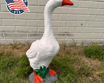 Heavy Concrete Porch Goose Statue, 20 Inch Cement Dress Up Goose, Outdoor Garden Yard Decor, Hand Painted or Unpainted Goose Gift