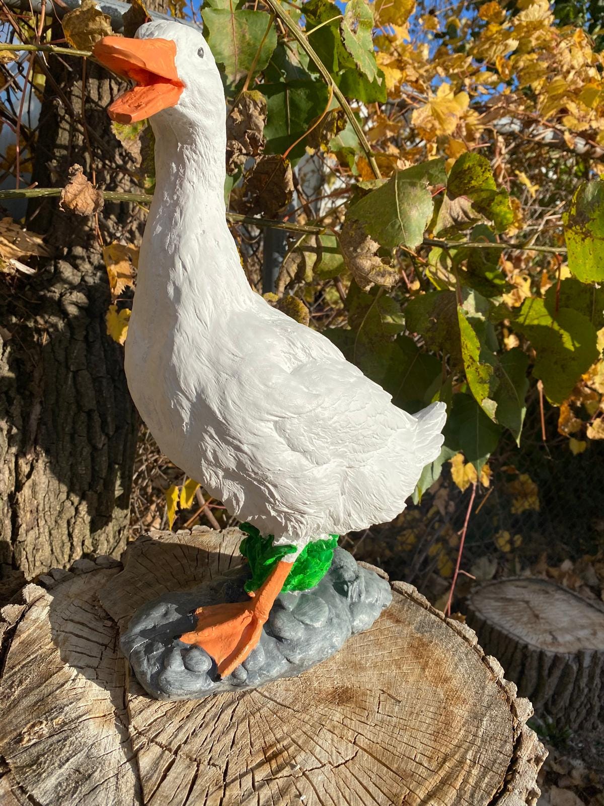 17 inch Cement Goose Statue, American Dress-Up Porch Decor photo 5