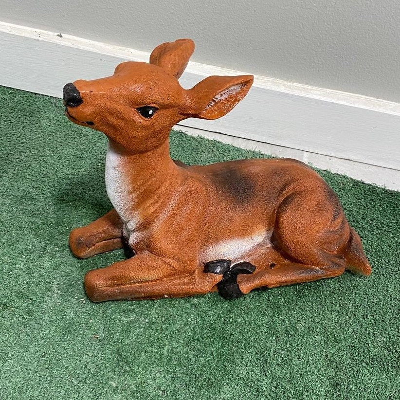 Solid Concrete Child Deer Statue, Hand-Painted Garden Decor, Weather-Proof Lawn Ornament photo 10