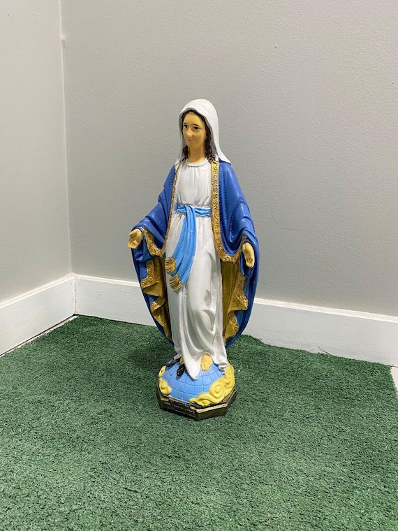 20" Hand-Painted Concrete Virgin Mary Statue, Hail Mary Our Lady of Grace