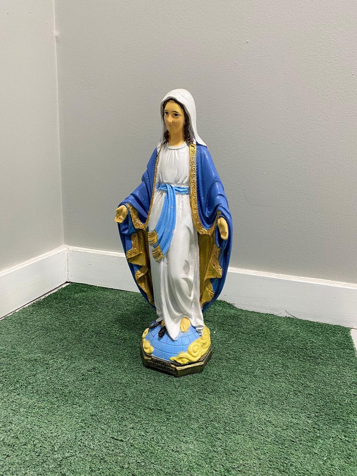 20" Hand-Painted Concrete Virgin Mary Statue, Hail Mary Our Lady of Grace