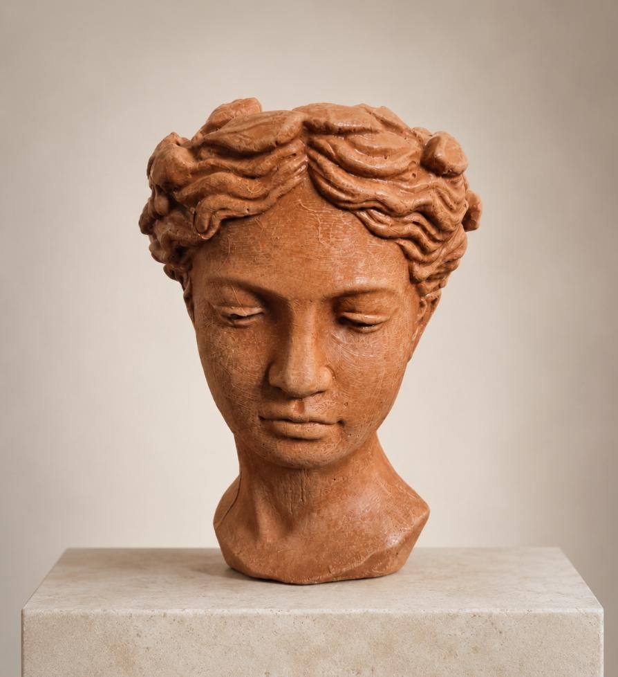 Concrete Head Planter, Fine Stone Finish, Garden Statue Gift photo 3