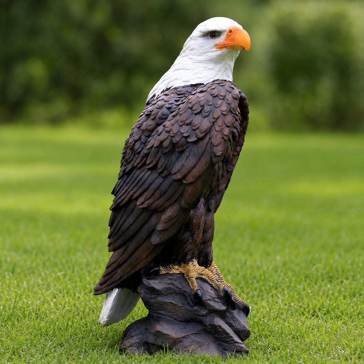 Lifesize Concrete Bald Eagle Statue – 24" Outdoor Garden Decor, Patriotic Yard Art