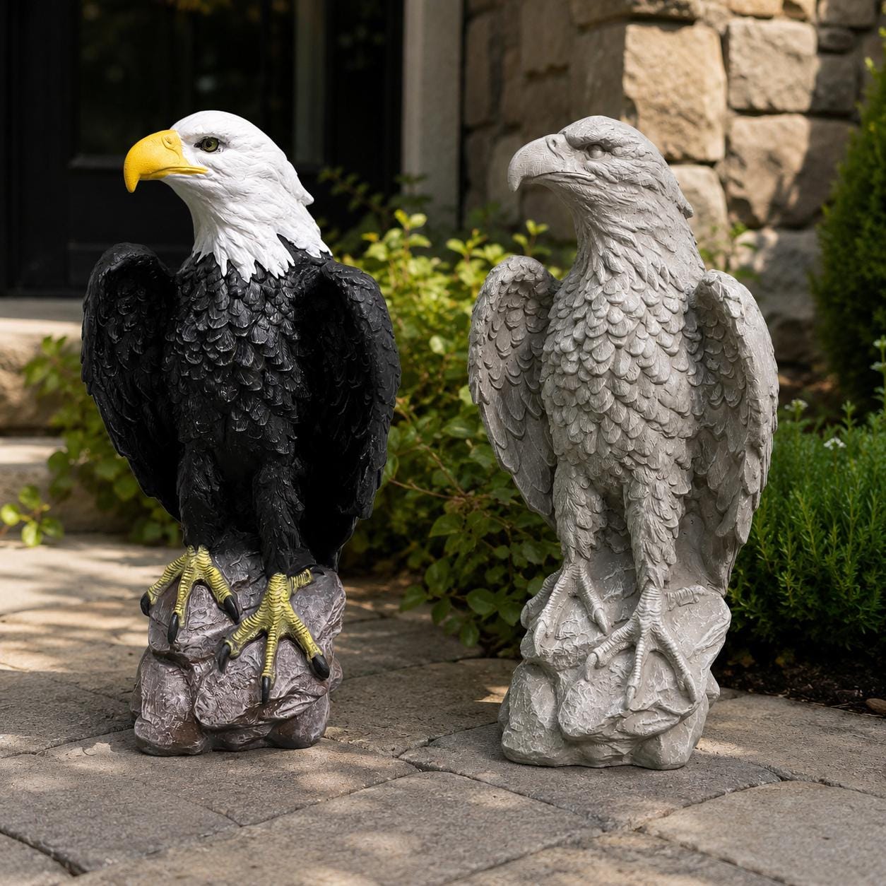 Large Concrete Bald Eagle Statue, 70 lb Outdoor Garden Sculpture, Hand-Painted Patriotic American Yard & Entrance Decor photo 2
