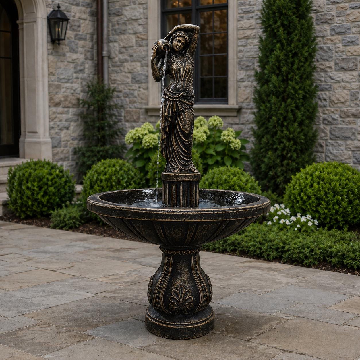 6-Foot Concrete Lady with Urns Water Fountain | Classical Garden Statuary, Outdoor Decor photo 4