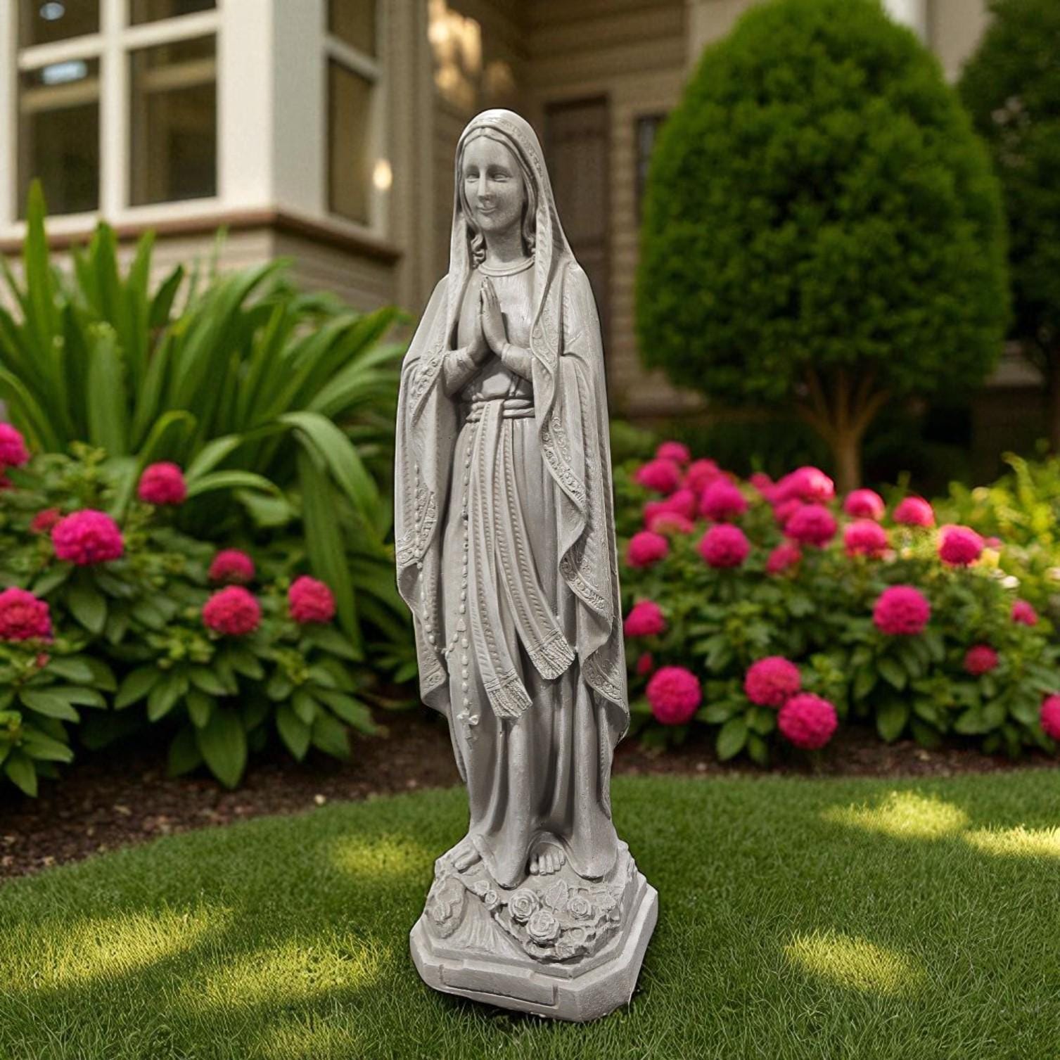 Large 32" Concrete Virgin Mary Statue, Outdoor Statues finest stone finish home decor, Christmas gift, Mother's Day gift, all occasions gift photo 4