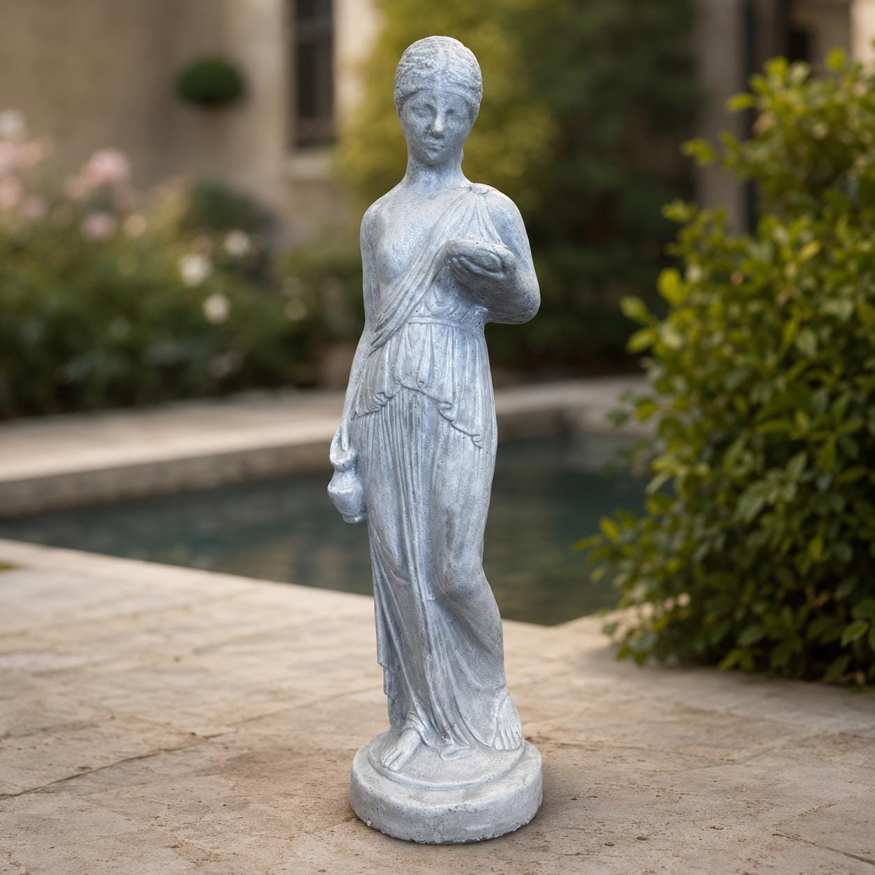 Hebe Inspired Concrete Garden Statue, Greek Goddess Maiden Outdoor Sculpture, Classical Roman Yard Decor