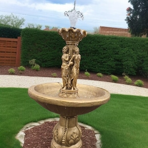 Massive  Concrete Water Fountain with Pump–Handmade Large Outdoor girls shower Fountain Fully Functional easy set up fountain
