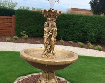 Massive  Concrete Water Fountain with Pump–Handmade Large Outdoor girls shower Fountain Fully Functional easy set up fountain