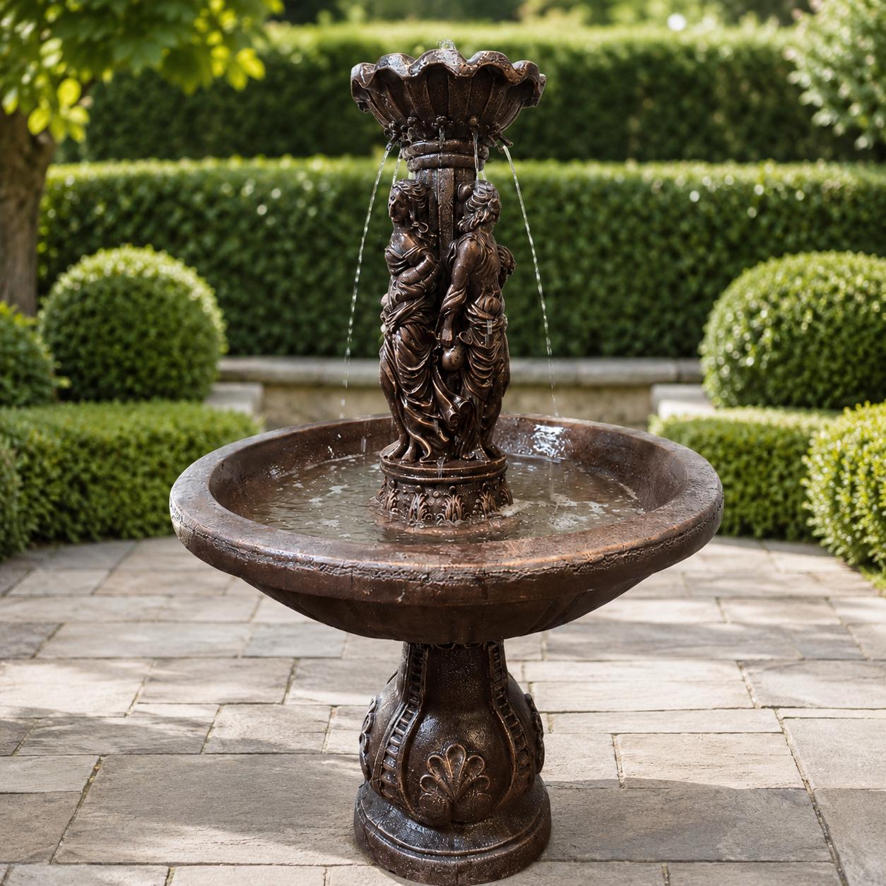 Handmade Concrete Outdoor Fountain with Pump – Roman Style 4ft photo 9