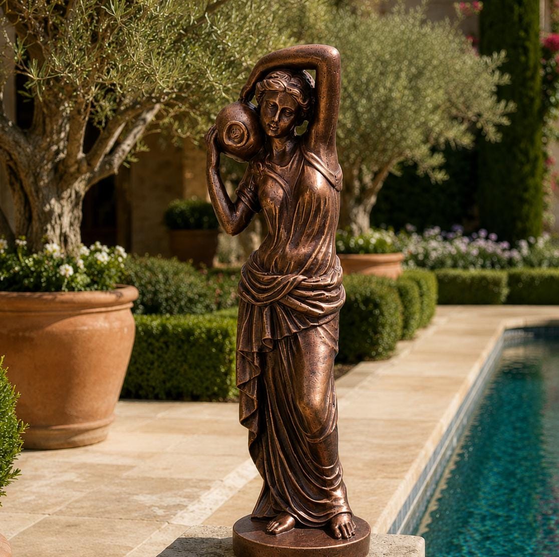 32" Dione Greek Goddess Statue – Large Solid Concrete Garden Sculpture, Classical Outdoor Statue, Estate & Courtyard Decor photo 5