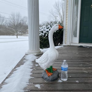 Heavy Concrete Porch Goose Statue, 20 Inch Cement Dress Up Goose, Outdoor Garden Yard Decor, Hand Painted or Unpainted Goose Gift