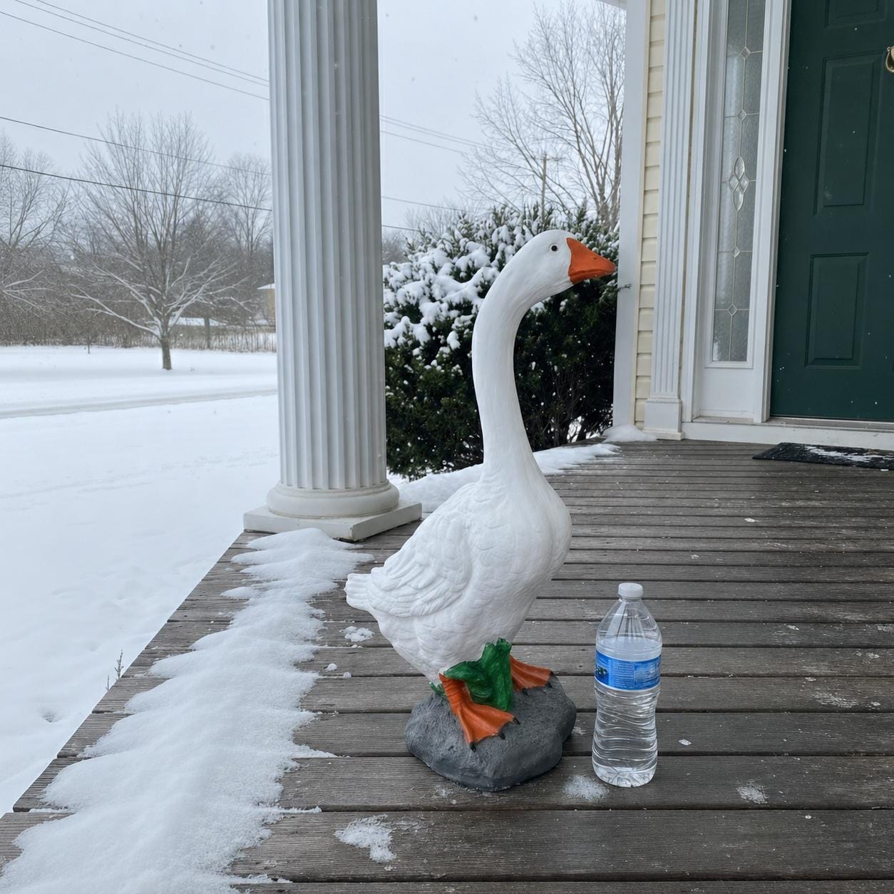 Heavy Concrete Porch Goose Statue, 20 Inch Cement Dress Up Goose, Outdoor Garden Yard Decor, Hand Painted or Unpainted Goose Gift photo 2