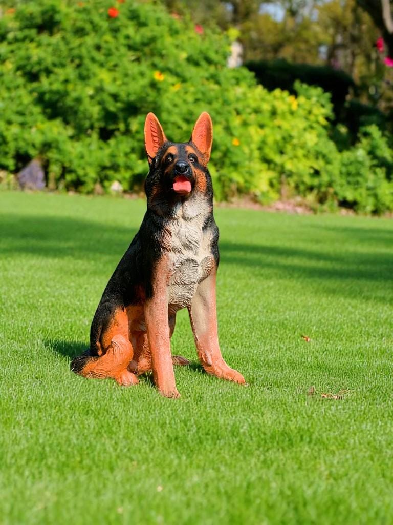 Handmade Concrete German Shepherd Statue: Custom Painted Outdoor Decor photo 9