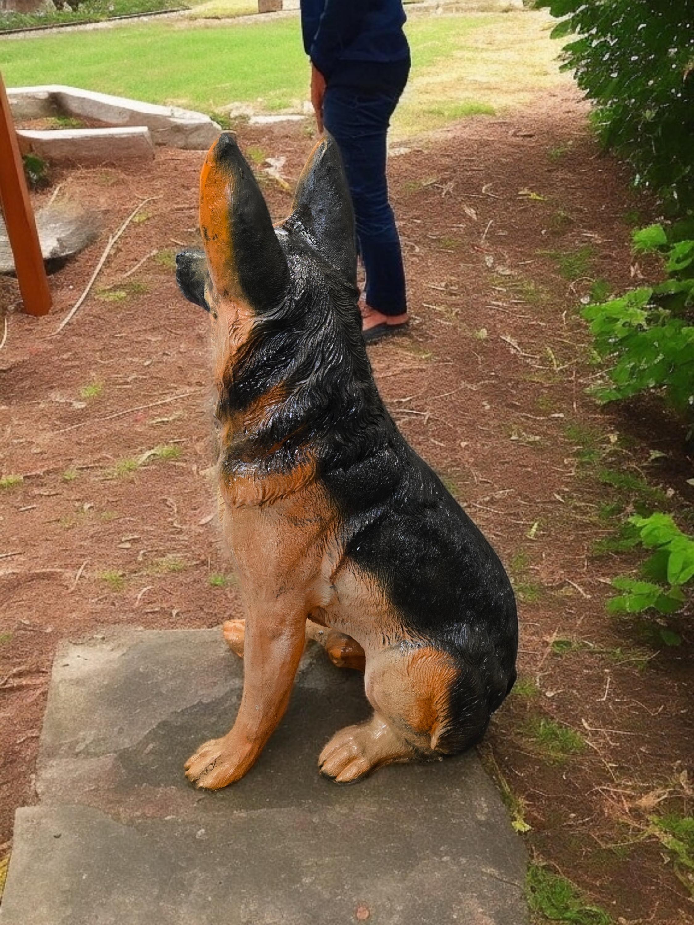 Handmade Concrete German Shepherd Statue: Custom Painted Outdoor Decor photo 7