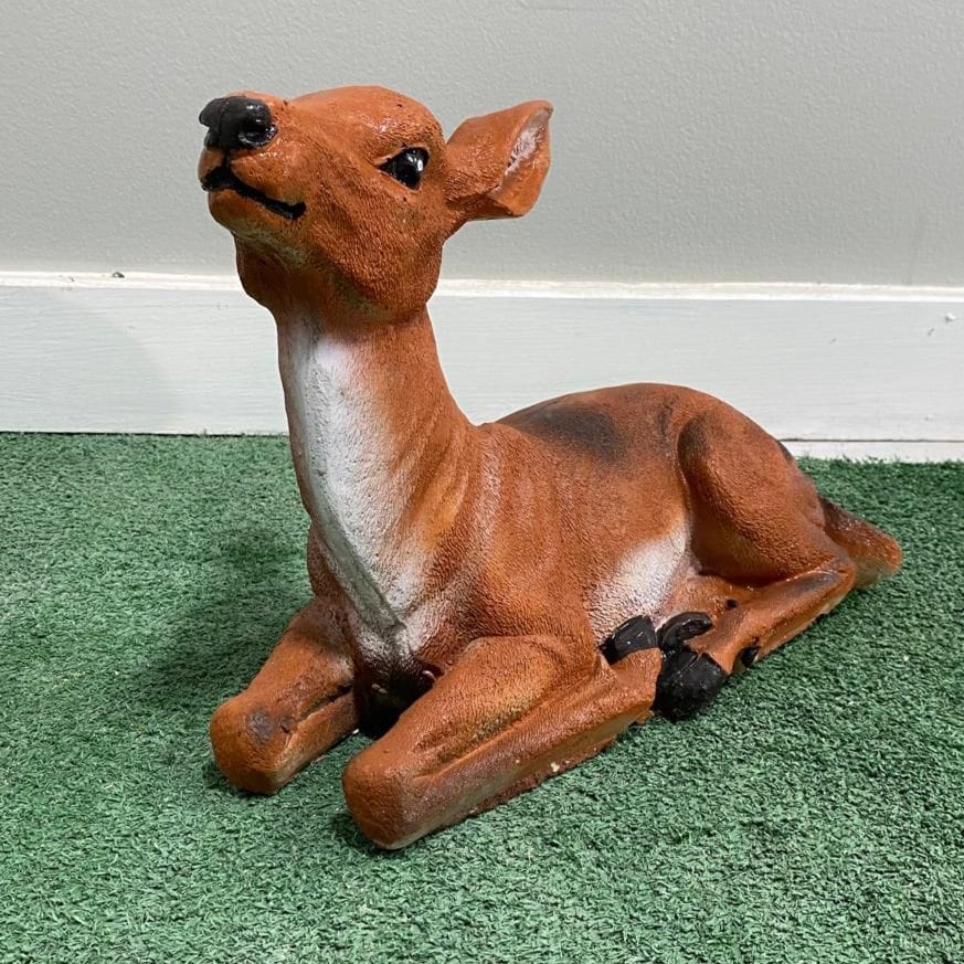 Solid Concrete Child Deer Statue, Hand-Painted Garden Decor, Weather-Proof Lawn Ornament photo 4