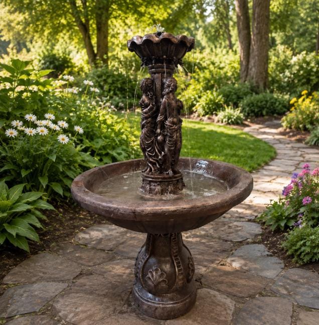 Handmade Concrete Outdoor Fountain with Pump – Roman Style 4ft photo 5
