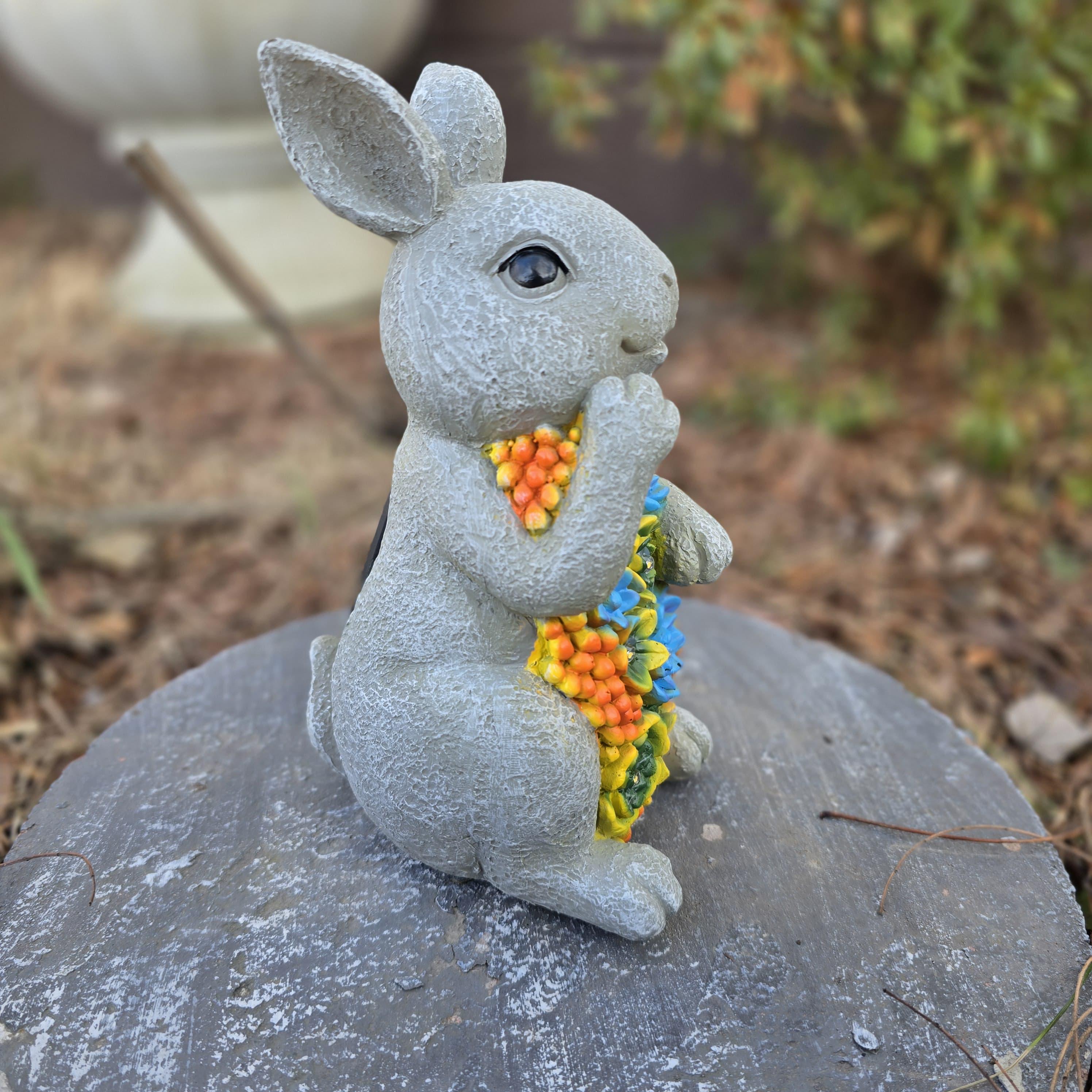 Solar Bunny Garden Statue – Resin Rabbit with Succulents & LED Lights photo 5