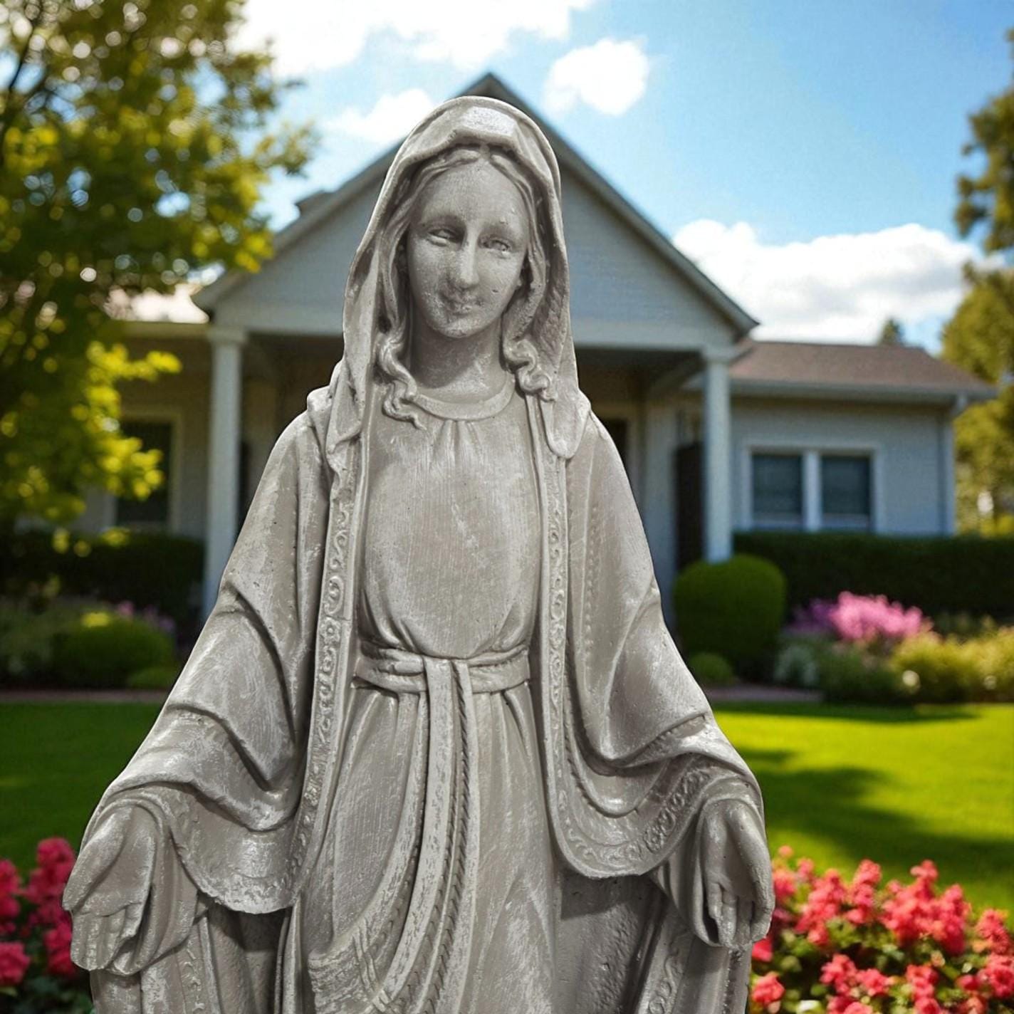 Large 33" Concrete Virgin Mary Statue, Outdoor Statues finest stone finish home decor, Christmas gift, Mother's Day gift, all occasions gift photo 5