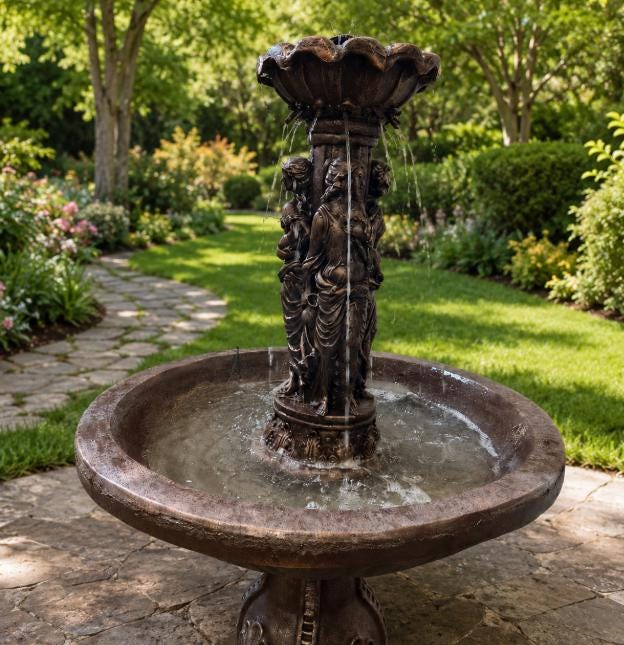Handmade Concrete Outdoor Fountain with Pump – Roman Style 4ft photo 8