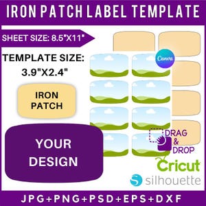 Iron Patch Template, Rectangle Iron Patch Template, Iron on Patch Sublimation Template, Hat Patch Template, Editable Canva Drag and drop image 4