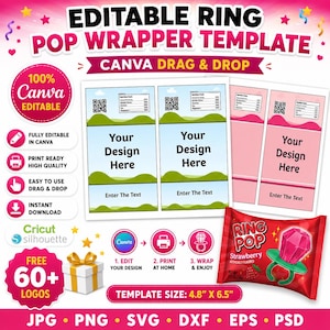 Ring Pop Wrapper, Ring Pop Label, Ring Pop Template, Canva Editable Ring Pop, Printable Ring Pop Wrapper, Ring Pop Wrap Design, Party Favors