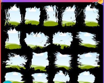 Plantilla de marco de Canva con pinceladas, marcos de Canva, marco con pinceladas, pinceladas, plantilla de Canva, efecto de pintura desordenada, bricolaje, Canva editable