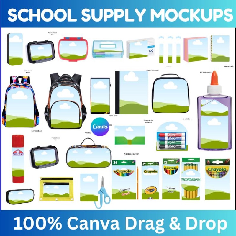 School Supply Box Template - Etsy