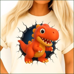 3D Dinosaurs Png, T-Shirt Design, Kids Png, Cute Dinosaur Png,Sublimation Design,3d Hole Png, Digital Download Png, DTF  Colorful Design Png