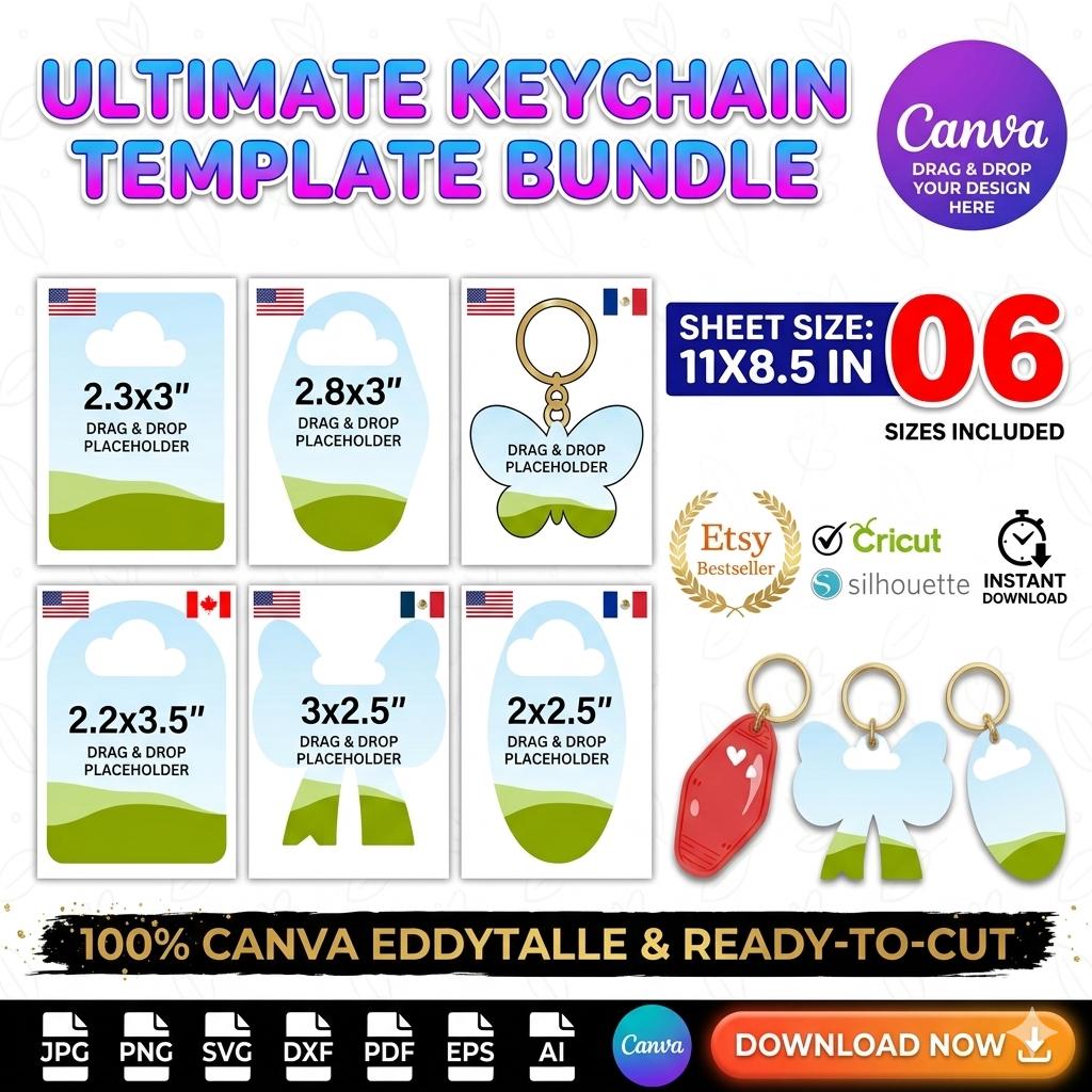 Keychain Frame Editable Keychain Template, Rectangle Keychain Sublimation, Motel Keychain Canva ...