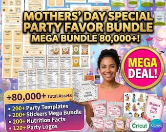 Party Favor Templates , Party Favor Mockups, Template Bundle, Party Favors, Chip Bag Template , Capri Sun Labels , Chocolate Bar Wrapper